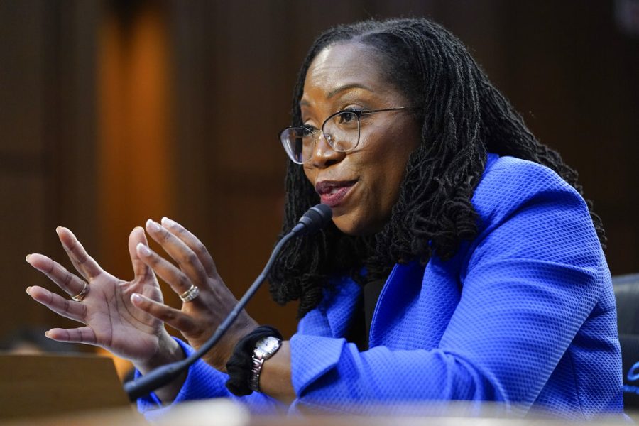 Supreme Court nominee Ketanji Brown Jackson testifies during her Senate Judiciary Committee confirmation hearing on Capitol Hill in Washington, Wednesday, March 23, 2022. (AP Photo/Alex Brandon)