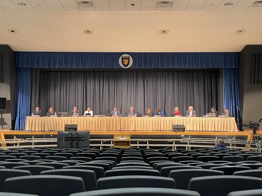 In-person School Board meeting at Pennfield Middle school.