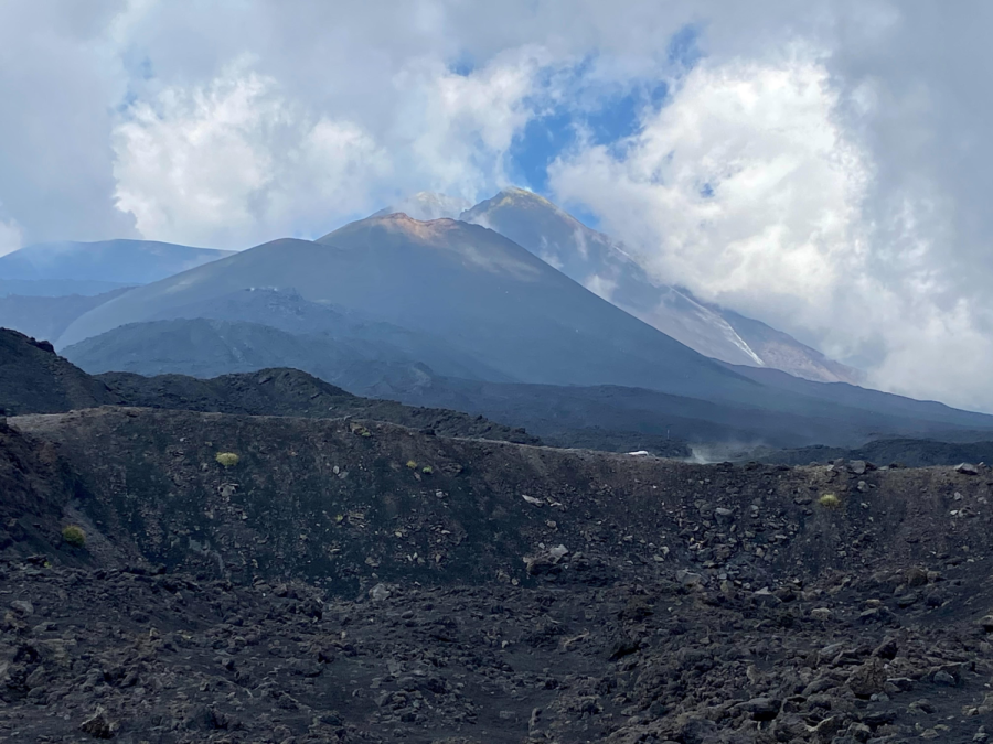 Evans’ view of the active volcano, Mount Etna. 