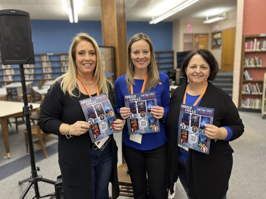 Amy Christine Parker, Christina Farley, and Vivi Barnes (left to right) making an appearance at NPHS for their Fall 2022 tour. 
