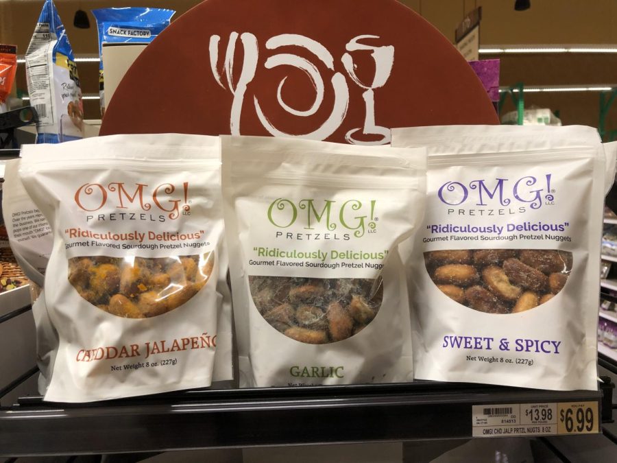 Savor the flavor- OMG! Pretzel flavors, Cheddar Jalapeno, Garlic, and Sweet and Spicy, are sold at the local Montgomeryville Wegmans.