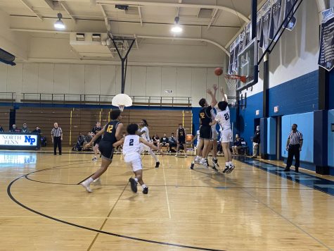 North Penns Tyler Deininger puts up a couple of his 26 points along the way to a win over CB West on Friday, January 27, 2023. 