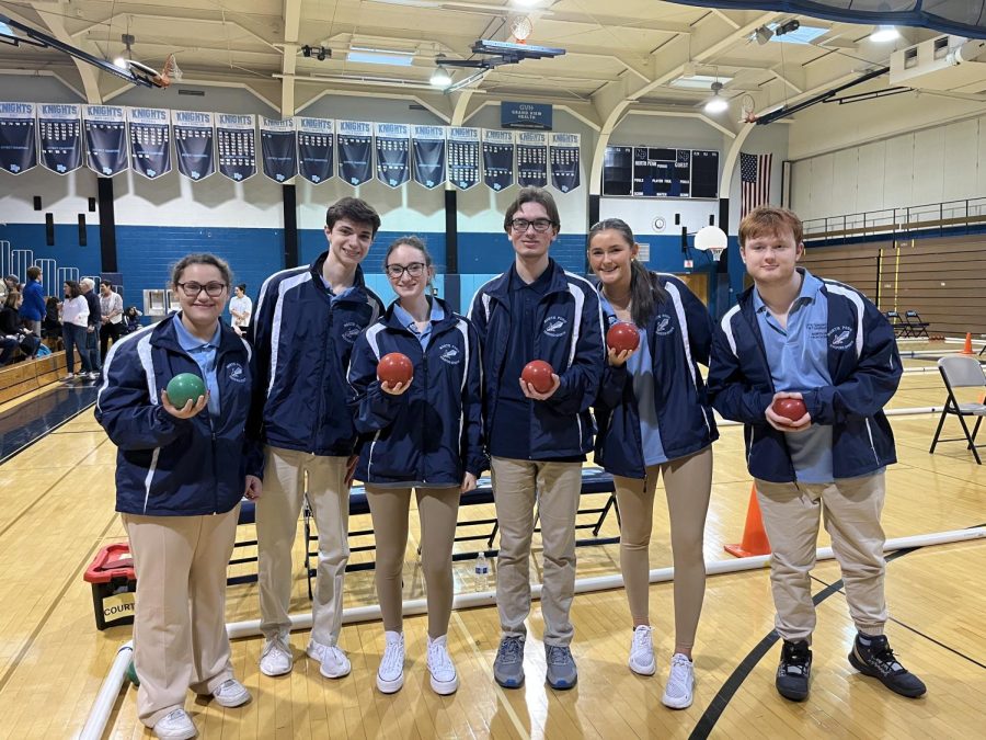 Unified Bocce members come together after their win on Wednesday.