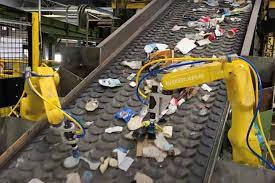 Technology helps to sort the recyclable material at the Materials Recovery Facility.  