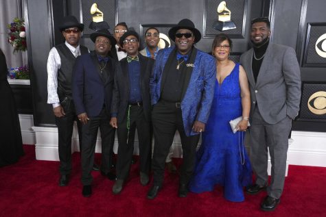 Members of Nathan and The Zydeco Cha Chas arrive at the 65th annual Grammy Awards on Sunday, Feb. 5, 2023, in Los Angeles. (Photo by Jordan Strauss/Invision/AP)