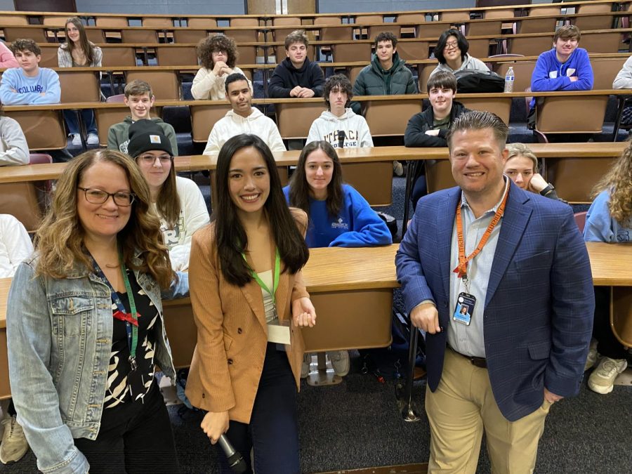 Emilie Ikeda returned to NPHS to have an open Q&A with her former teacher, Mr. Berger.