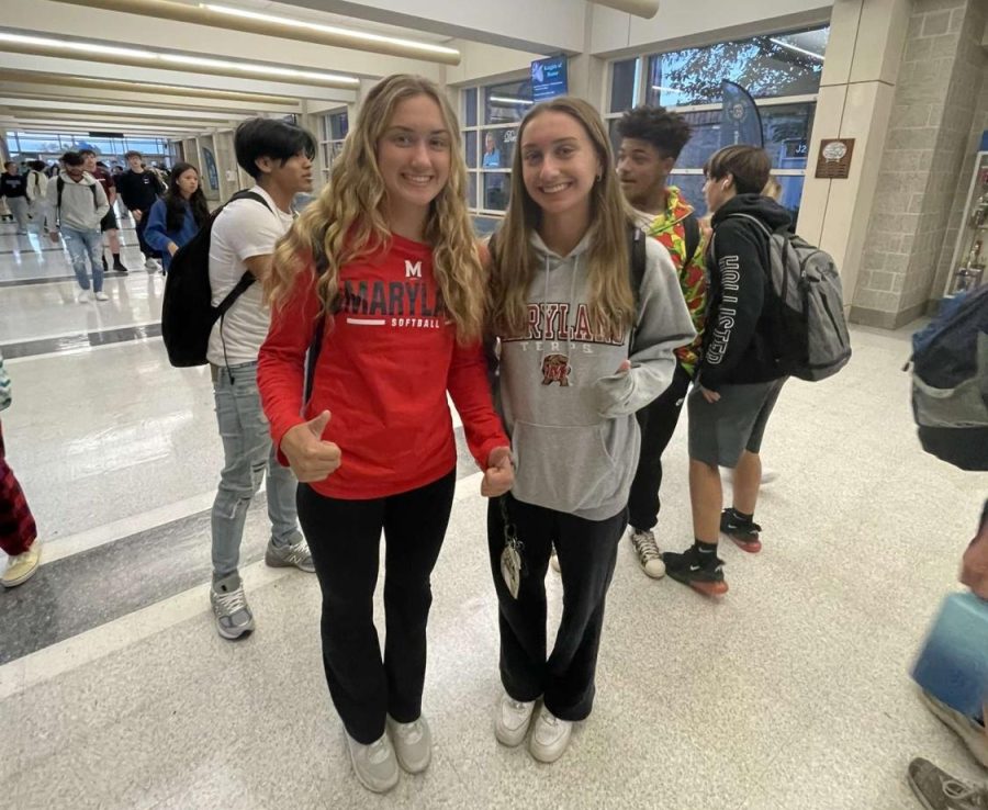 Sydni Schorn and her best friend Julia Shearer in their Terps gear.