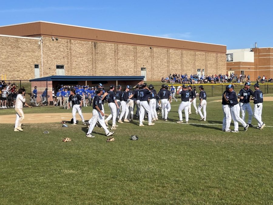 The+Knights+celebrate+victory+over+Quakertown+in+the+PIAA+District+1+Quarterfinal+game+on+May+26%2C+2023