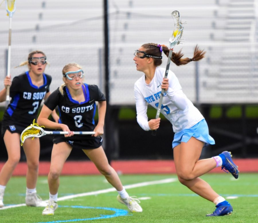 Senior Lauren Blanch on attack looking for an opportunity. 