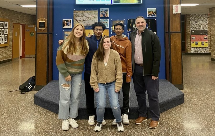 North Penn students stand alongside alumni Steve Malagari after meeting to discuss exciting new changes.