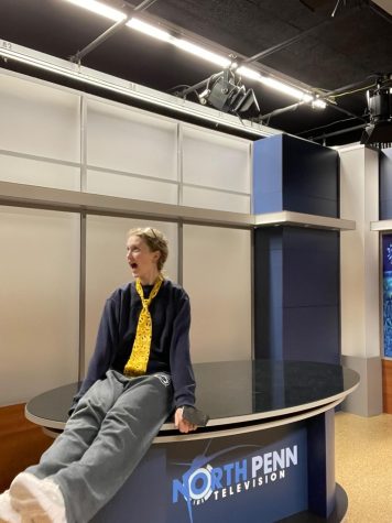 Keller on the set on NPTV, where she finds herself both on- and off-screen.