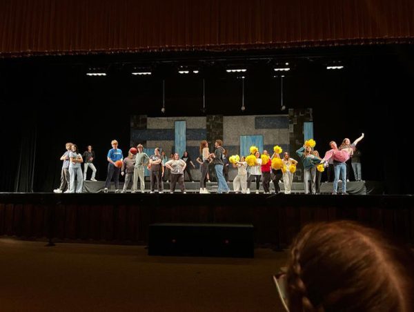 The cast of 17 Again rehearsing for opening night. 