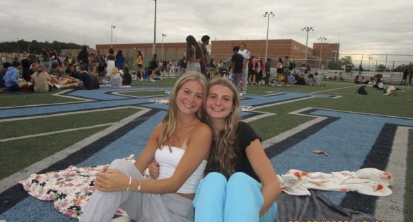 SEEING DOUBLE: The Gildea twins (Emma- right, Charlotte- left) at North Penn’s senior sunrise.