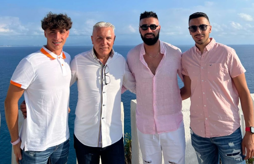 Frank Nesci (far left) enjoying time home with his father and brothers in Italy