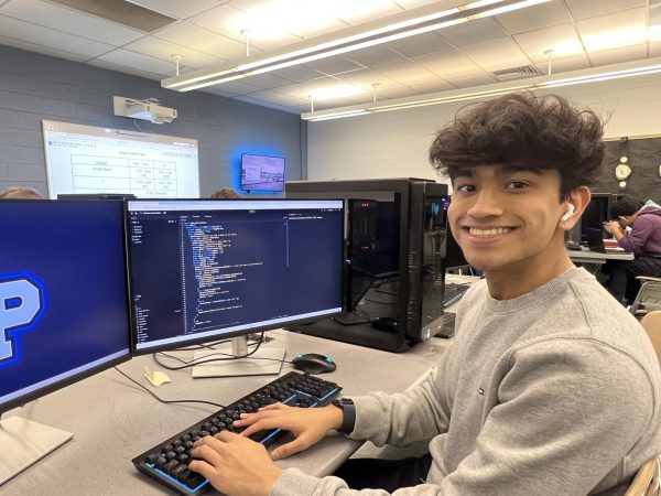 Senior Shaan Patel in AP Computer Science class, which is taught by Mr. Kolb. 