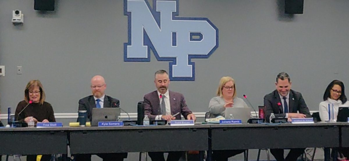 North Penn School Board members at the the November 20, 2025 work session meeting. At this meeting, the board accepted the resignation of President Cathy McMurtrie.