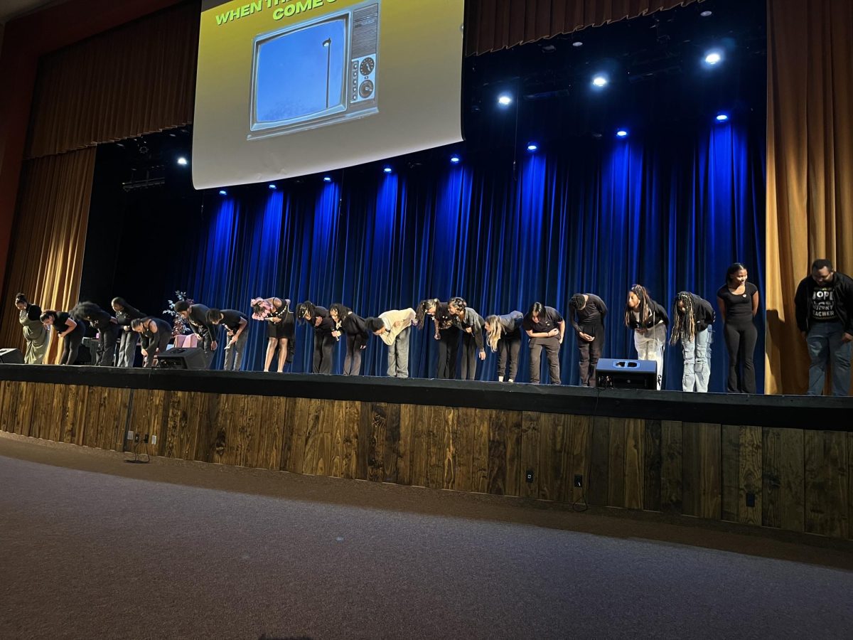 Excellence on Stage: The NPHS Black Student Union takes a bow after their show on Thursday morning in the NPHS auditorium. 