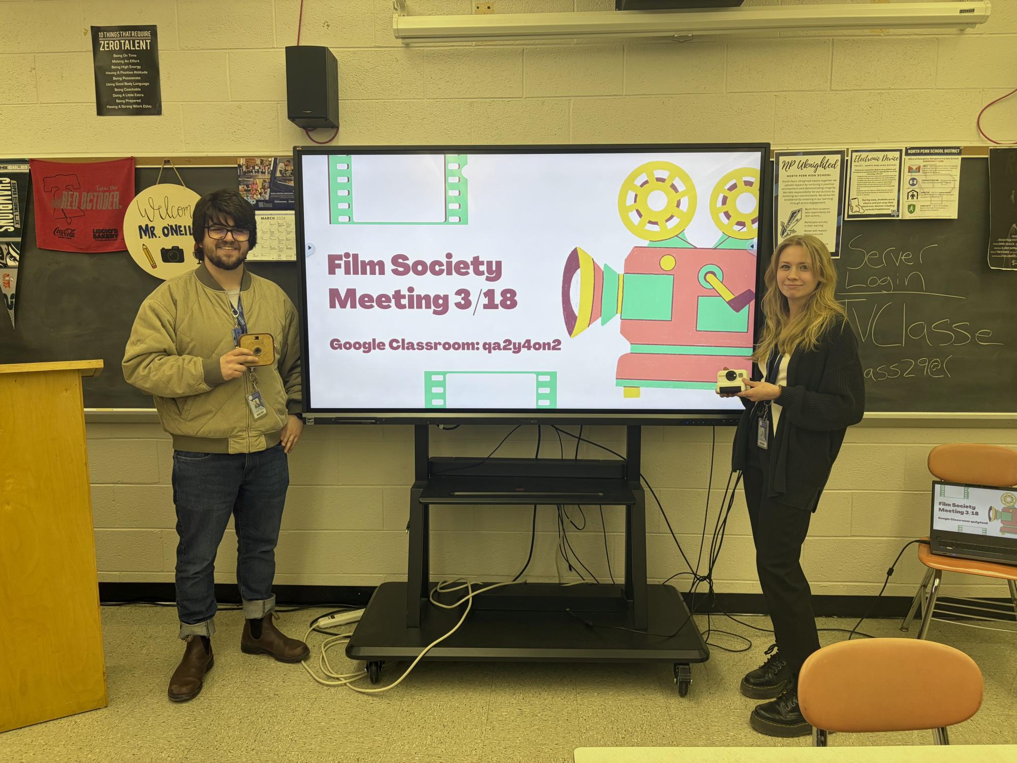 Ms. Hamilton and Mr. Didio, helping bring a new space for creativity and film to the school.