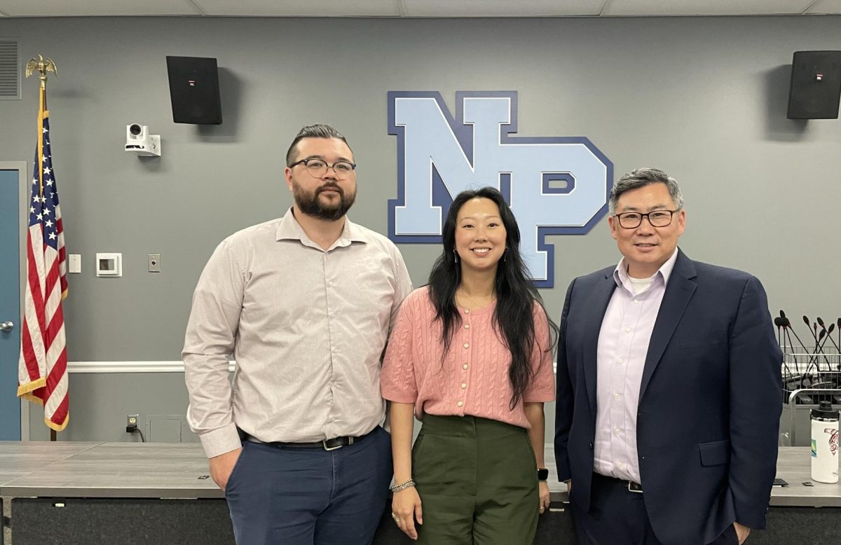 (L to R): Mr. Koh Chiba, Mrs. Christine Coyne, and Dr. Mark Teoh after a recent school board meeting 